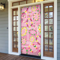 Hawaiian Leis Door Cover Kakau Tattoos and Palaka Pastel Pink Color