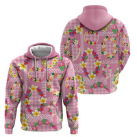 Hawaiian Leis Hoodie Kakau Tattoos and Palaka Pastel Pink Color