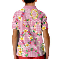 Hawaiian Leis Kid Polo Shirt Kakau Tattoos and Palaka Pastel Pink Color LT03 - Polynesian Pride