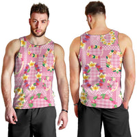 Hawaiian Leis Men Tank Top Kakau Tattoos and Palaka Pastel Pink Color