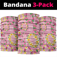 Hawaiian Leis Neck Gaiter Kakau Tattoos and Palaka Pastel Pink Color