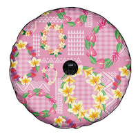 Hawaiian Leis Spare Tire Cover Kakau Tattoos and Palaka Pastel Pink Color