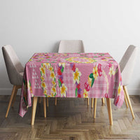 Hawaiian Leis Tablecloth Kakau Tattoos and Palaka Pastel Pink Color