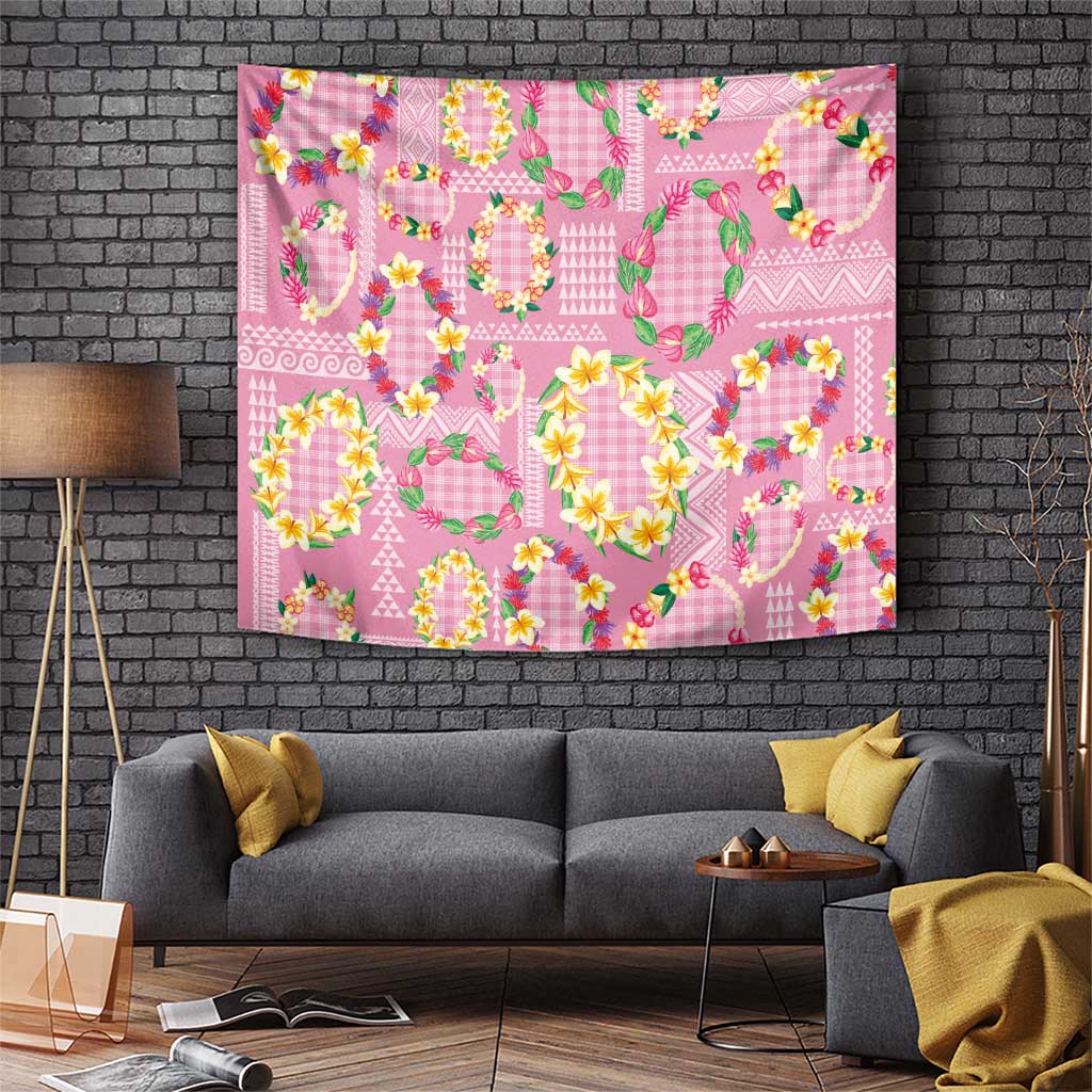 Hawaiian Leis Tapestry Kakau Tattoos and Palaka Pastel Pink Color LT03 Pink - Polynesian Pride