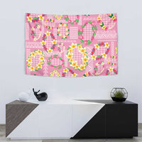 Hawaiian Leis Tapestry Kakau Tattoos and Palaka Pastel Pink Color LT03 - Polynesian Pride