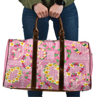 Hawaiian Leis Travel Bag Kakau Tattoos and Palaka Pastel Pink Color