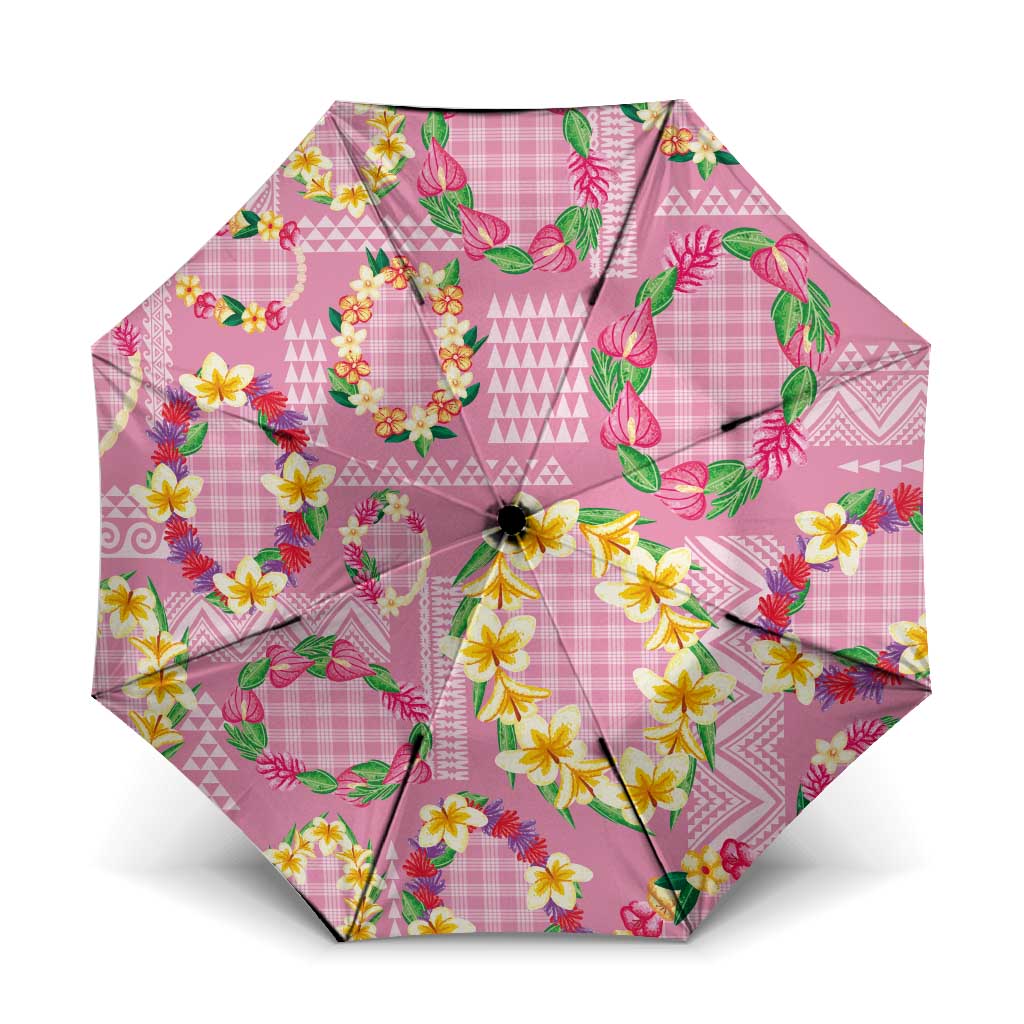 Hawaiian Leis Umbrella Kakau Tattoos and Palaka Pastel Pink Color