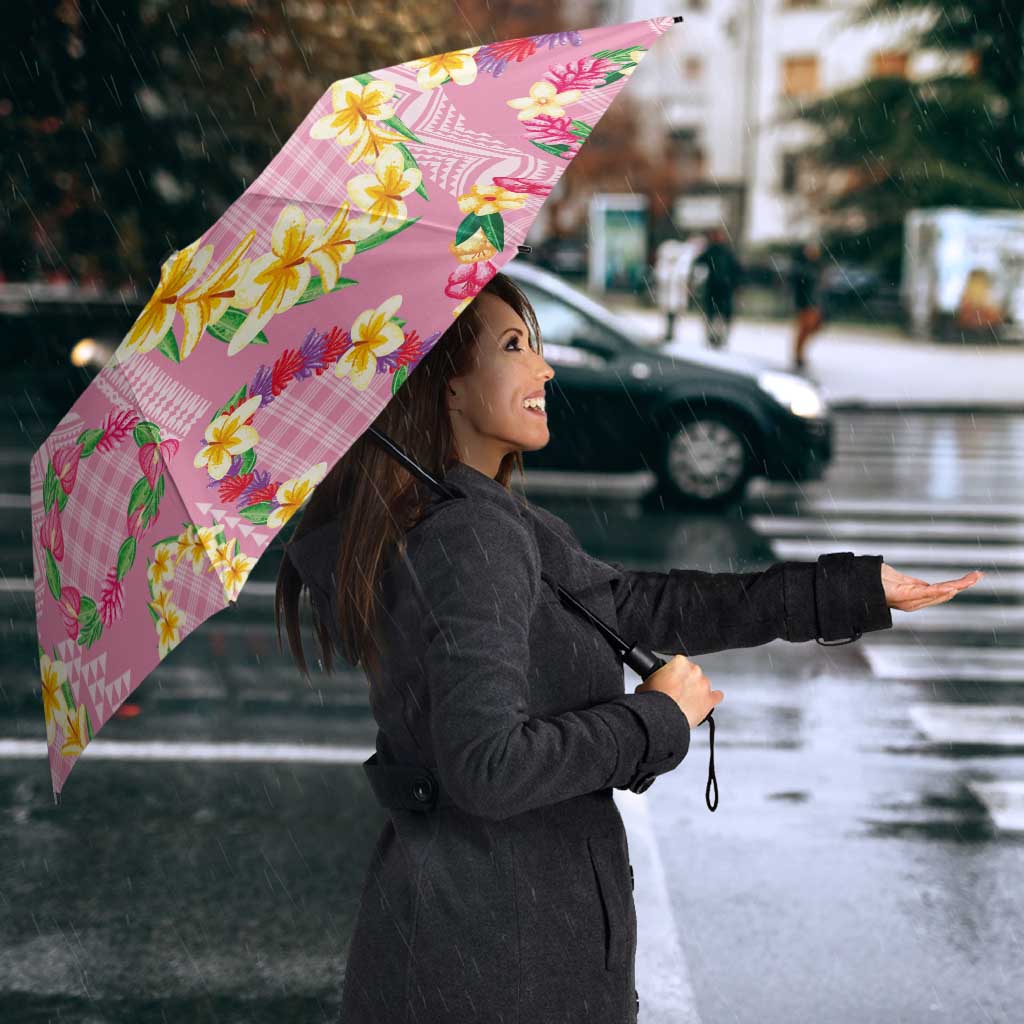 Hawaiian Leis Umbrella Kakau Tattoos and Palaka Pastel Pink Color