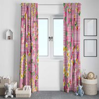 Hawaiian Leis Window Curtain Kakau Tattoos and Palaka Pastel Pink Color