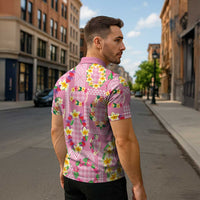 Hawaiian Leis Zipper Polo Shirt Kakau Tattoos and Palaka Pastel Pink Color LT03 - Polynesian Pride
