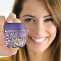 Hawaiian Leis AirPods Case Kakau Tattoos and Palaka Pastel Purple Color