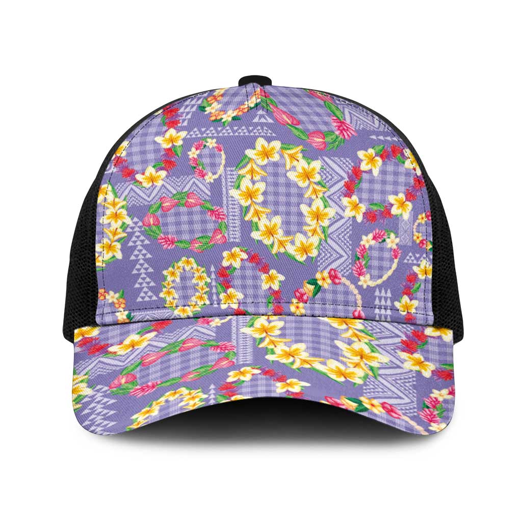 Hawaiian Leis Baseball Net Cap Kakau Tattoos and Palaka Pastel Purple Color LT03 One Size Black Purple - Polynesian Pride
