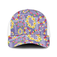 Hawaiian Leis Baseball Net Cap Kakau Tattoos and Palaka Pastel Purple Color LT03 One Size White Purple - Polynesian Pride