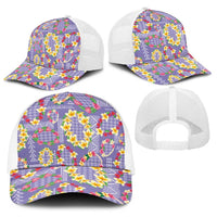 Hawaiian Leis Baseball Net Cap Kakau Tattoos and Palaka Pastel Purple Color LT03 - Polynesian Pride