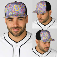Hawaiian Leis Baseball Net Cap Kakau Tattoos and Palaka Pastel Purple Color LT03 - Polynesian Pride