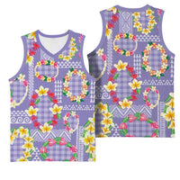 Hawaiian Leis Basketball Jersey Kakau Tattoos and Palaka Pastel Purple Color LT03 - Polynesian Pride