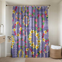 Hawaiian Leis Bathroom Set Kakau Tattoos and Palaka Pastel Purple Color