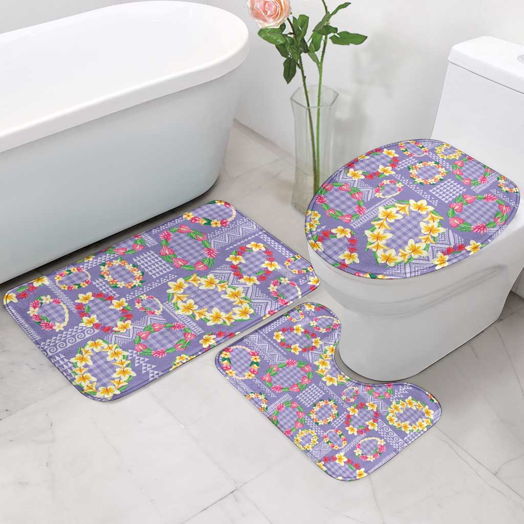 Hawaiian Leis Bathroom Set Kakau Tattoos and Palaka Pastel Purple Color