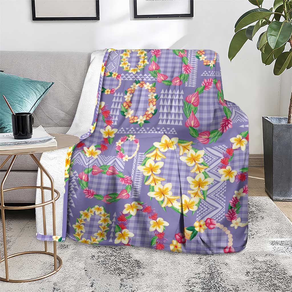 Hawaiian Leis Blanket Kakau Tattoos and Palaka Pastel Purple Color