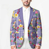 Hawaiian Leis Blazer Kakau Tattoos and Palaka Pastel Purple Color