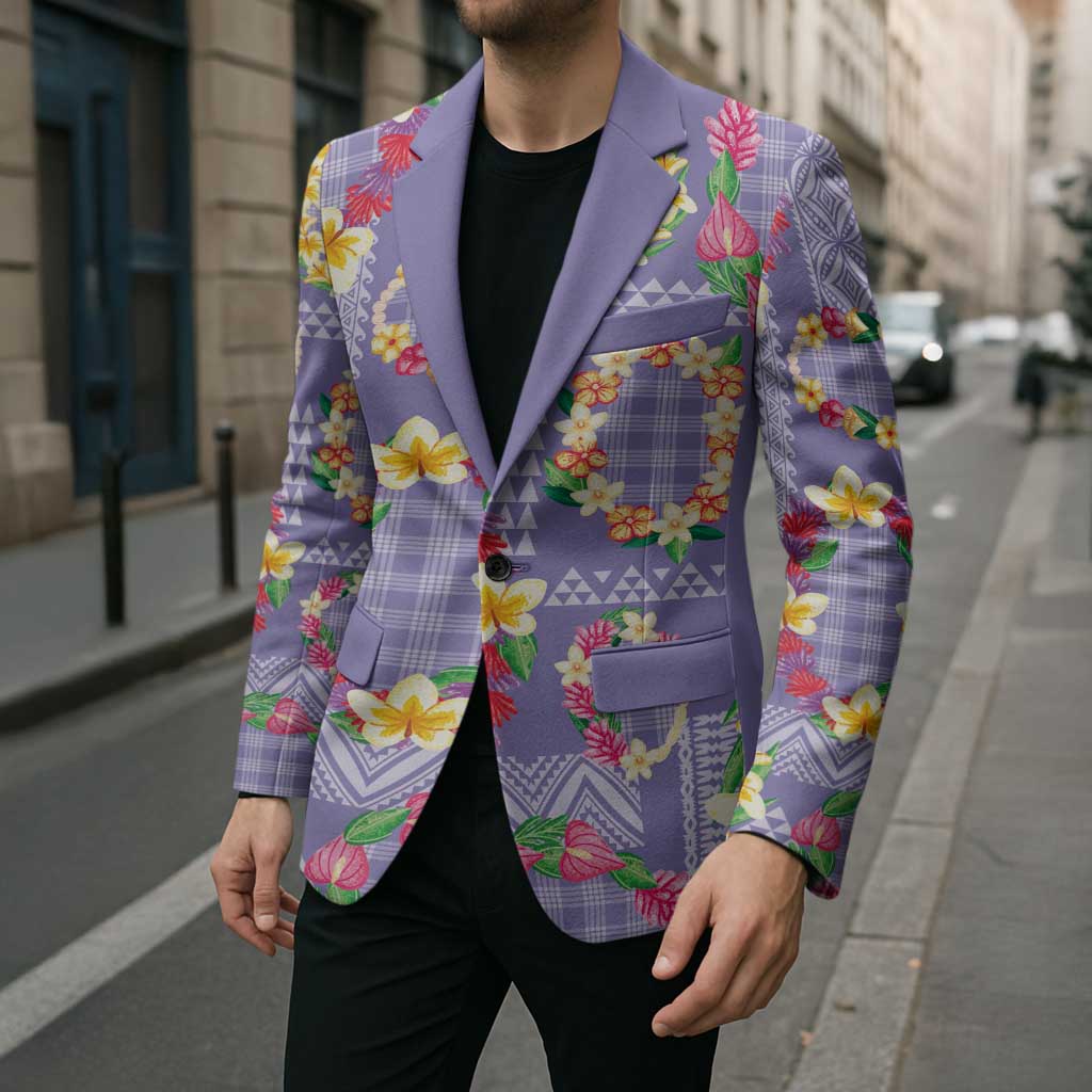 Hawaiian Leis Blazer Kakau Tattoos and Palaka Pastel Purple Color