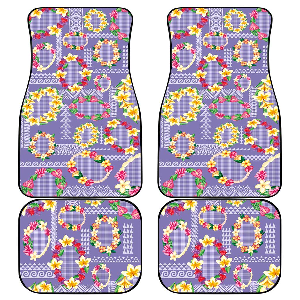 Hawaiian Leis Car Mats Kakau Tattoos and Palaka Pastel Purple Color