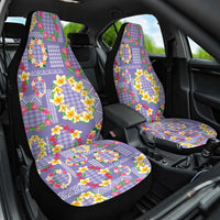Hawaiian Leis Car Seat Cover Kakau Tattoos and Palaka Pastel Purple Color LT03 One Size Purple - Polynesian Pride