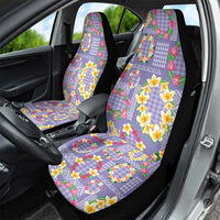 Hawaiian Leis Car Seat Cover Kakau Tattoos and Palaka Pastel Purple Color LT03 - Polynesian Pride