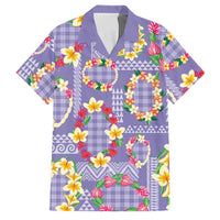 Hawaiian Leis Family Matching Off The Shoulder Long Sleeve Dress and Hawaiian Shirt Kakau Tattoos and Palaka Pastel Purple Color LT03 Dad's Shirt - Short Sleeve Purple - Polynesian Pride