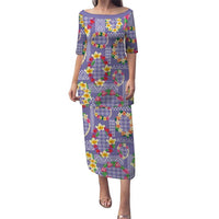 Hawaiian Leis Family Matching Puletasi and Hawaiian Shirt Kakau Tattoos and Palaka Pastel Purple Color LT03 Mom's Dress Purple - Polynesian Pride