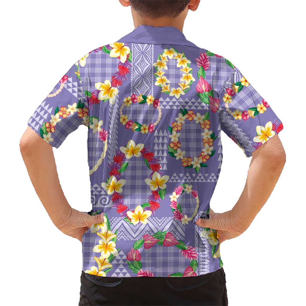 Hawaiian Leis Family Matching Summer Maxi Dress and Hawaiian Shirt Kakau Tattoos and Palaka Pastel Purple Color LT03 - Polynesian Pride