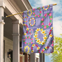 Hawaiian Leis Garden Flag Kakau Tattoos and Palaka Pastel Purple Color