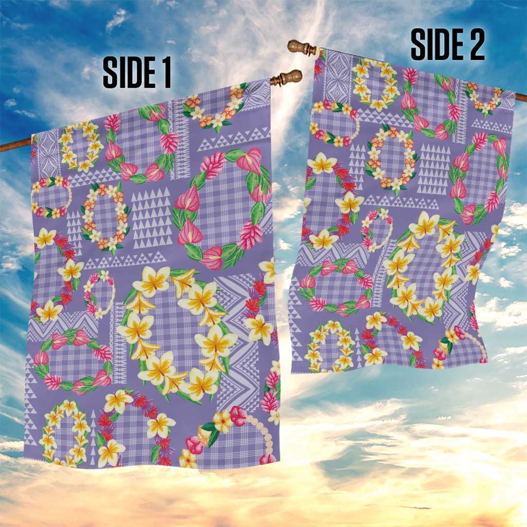 Hawaiian Leis Garden Flag Kakau Tattoos and Palaka Pastel Purple Color