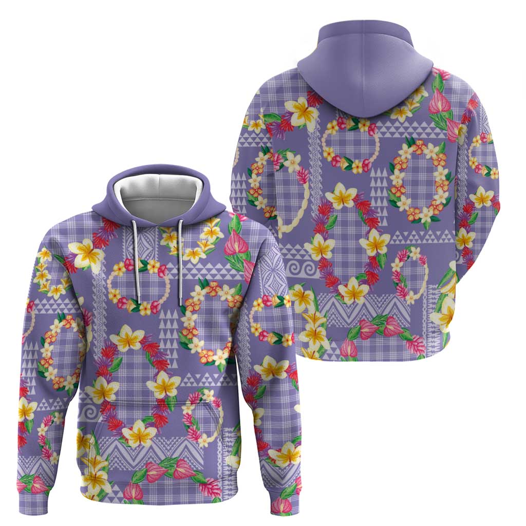 Hawaiian Leis Hoodie Kakau Tattoos and Palaka Pastel Purple Color LT03 - Polynesian Pride