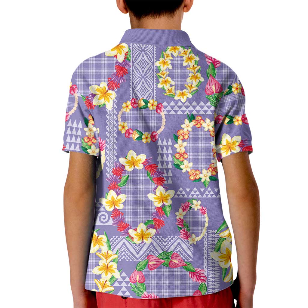 Hawaiian Leis Kid Polo Shirt Kakau Tattoos and Palaka Pastel Purple Color LT03 - Polynesian Pride