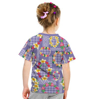 Hawaiian Leis Kid T Shirt Kakau Tattoos and Palaka Pastel Purple Color LT03 - Polynesian Pride
