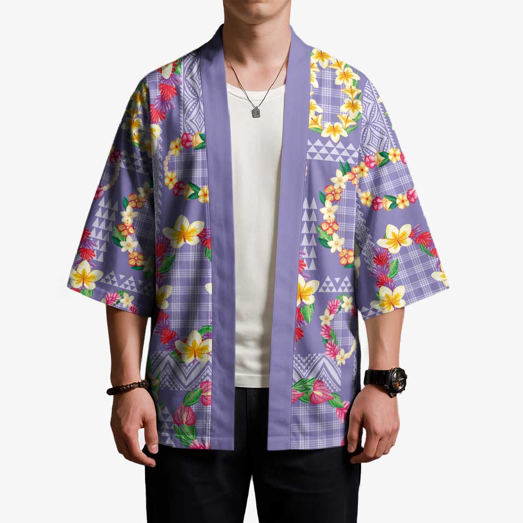 Hawaiian Leis Kimono Kakau Tattoos and Palaka Pastel Purple Color
