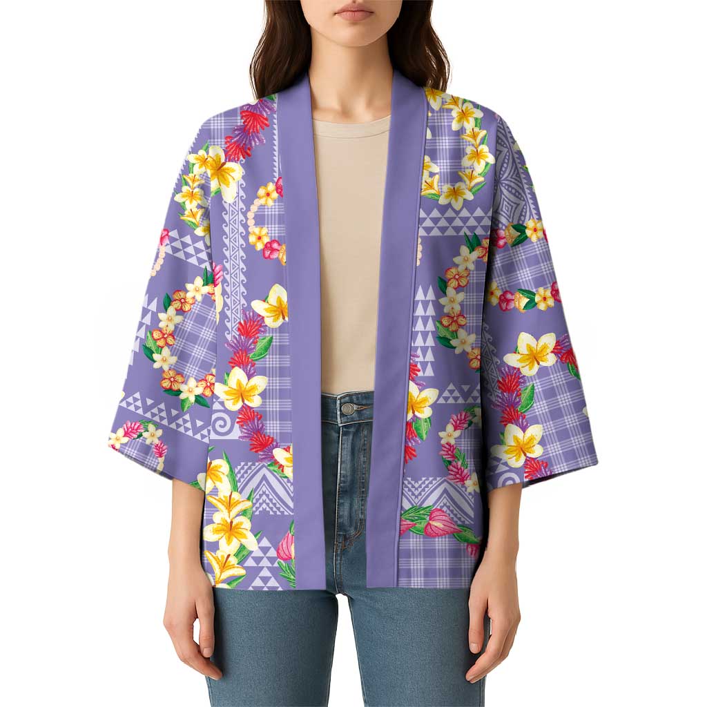 Hawaiian Leis Kimono Kakau Tattoos and Palaka Pastel Purple Color