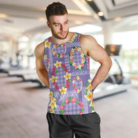 Hawaiian Leis Men Tank Top Kakau Tattoos and Palaka Pastel Purple Color