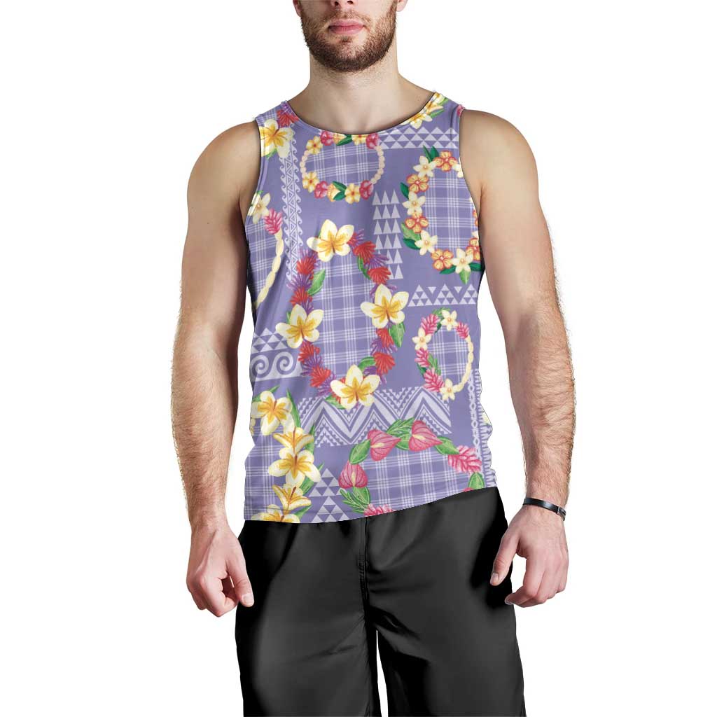 Hawaiian Leis Men Tank Top Kakau Tattoos and Palaka Pastel Purple Color