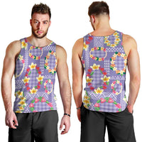 Hawaiian Leis Men Tank Top Kakau Tattoos and Palaka Pastel Purple Color