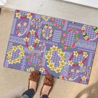 Hawaiian Leis Rubber Doormat Kakau Tattoos and Palaka Pastel Purple Color
