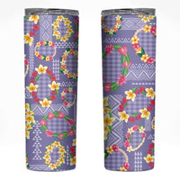 Hawaiian Leis Skinny Tumbler Kakau Tattoos and Palaka Pastel Purple Color LT03 Purple - Polynesian Pride
