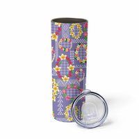Hawaiian Leis Skinny Tumbler Kakau Tattoos and Palaka Pastel Purple Color LT03 - Polynesian Pride