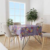 Hawaiian Leis Tablecloth Kakau Tattoos and Palaka Pastel Purple Color