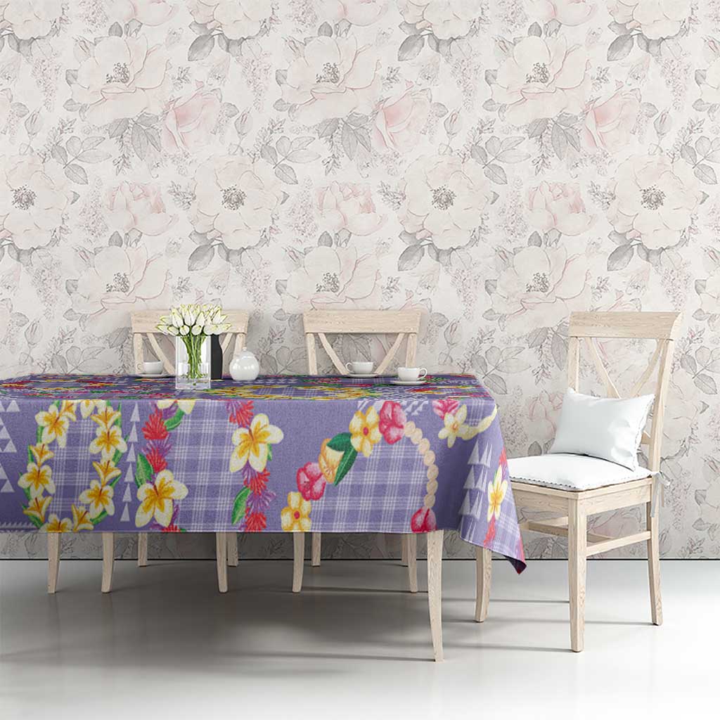 Hawaiian Leis Tablecloth Kakau Tattoos and Palaka Pastel Purple Color