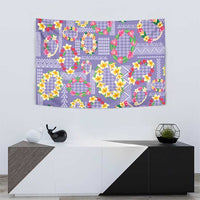 Hawaiian Leis Tapestry Kakau Tattoos and Palaka Pastel Purple Color