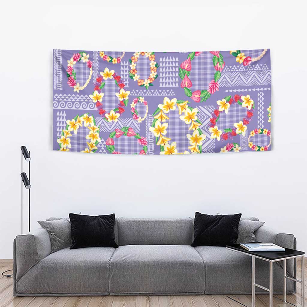 Hawaiian Leis Tapestry Kakau Tattoos and Palaka Pastel Purple Color