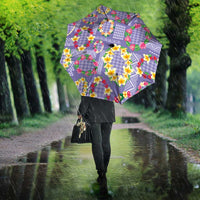Hawaiian Leis Umbrella Kakau Tattoos and Palaka Pastel Purple Color
