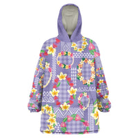Hawaiian Leis Wearable Blanket Hoodie Kakau Tattoos and Palaka Pastel Purple Color LT03 One Size Purple - Polynesian Pride